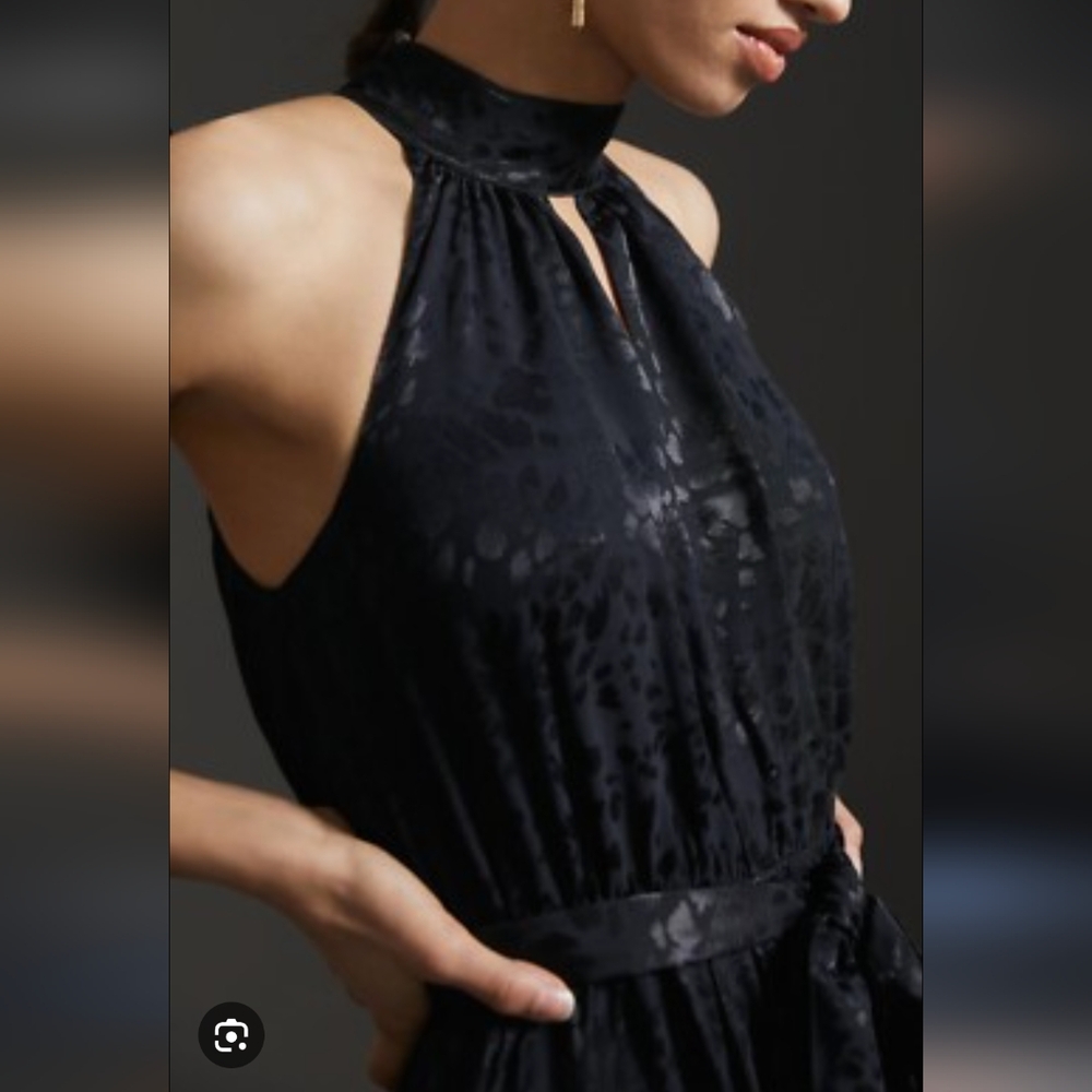 BCBG Halter Black Textured Animal Print Dress NWOT - Picture 9 of 10